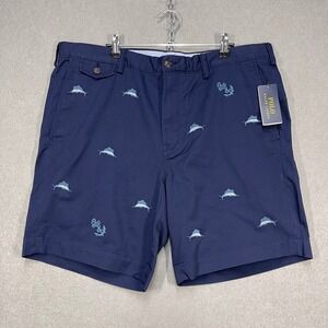 Polo Ralph Lauren Chino Shorts Mens 38 Navy Sailfish Anchor Embroidered Stretch